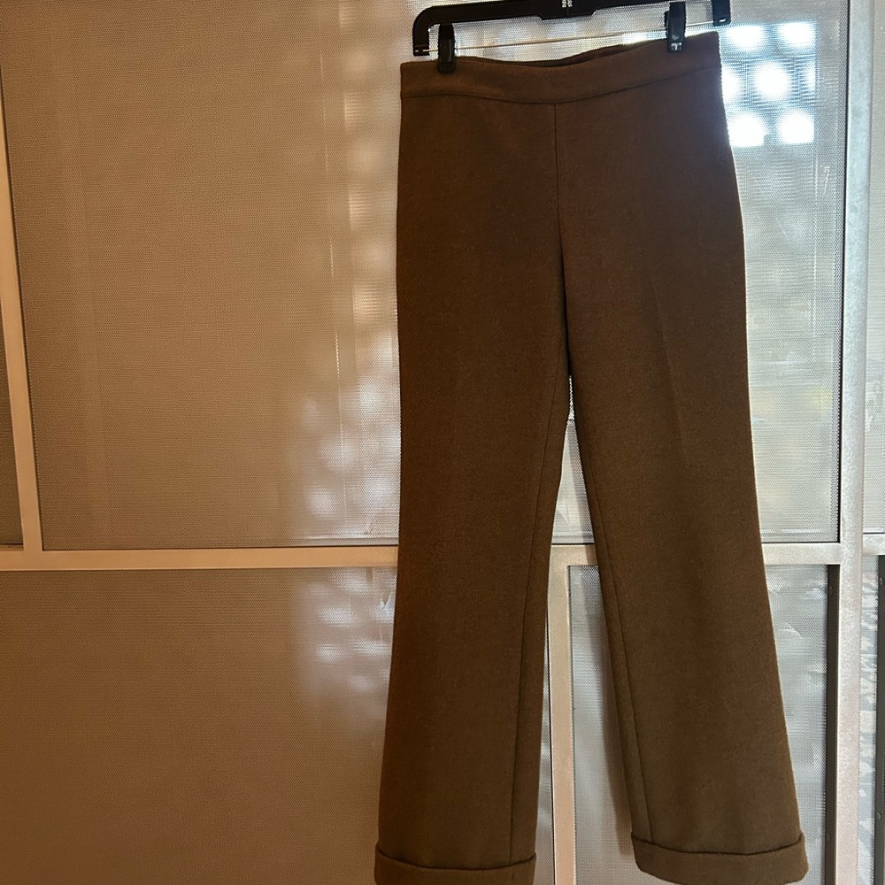 Club Monaco fully lined wool cuff trousers/pants, olive green, size 0